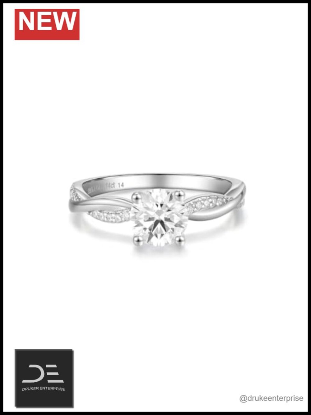 1.14 cttw Lab Grown Diamond Engagement Ring in Sterling Silver Size 7